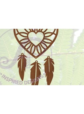 Σετ των 2 Intra απο ξύλο plywood 3mm-4mm πάχος - Dreamcatcher Laser Cut Design 2  Δίασταση 30x20 cm INTRAFABR-68419784