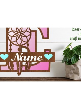 Σετ των 2 Intra απο ξύλο plywood 3mm-4mm πάχος - Ονειροπαγίδα Monogram Letter E  Cut Δίασταση 20x20 cm INTRAFABR-71527717