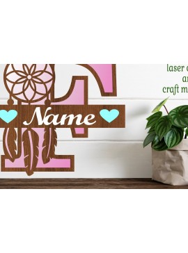 Σετ των 2 Intra απο ξύλο plywood 3mm-4mm πάχος - Ονειροπαγίδα Monogram Letter F  Cut Δίασταση 20x20 cm INTRAFABR-71527746