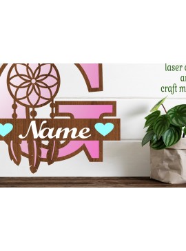 Σετ των 2 Intra απο ξύλο plywood 3mm-4mm πάχος - Ονειροπαγίδα Monogram Letter G  Cut Δίασταση 20x20 cm INTRAFABR-71527754