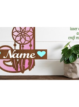 Σετ των 2 Intra απο ξύλο plywood 3mm-4mm πάχος - Ονειροπαγίδα Monogram Letter J  Cut Δίασταση 20x20 cm INTRAFABR-71527802