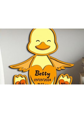 Intra απο ξύλο plywood 3mm-4mm πάχος - Duck Baby Sign Laser Αναγγελία Γέννησης Δίασταση 30x20 cm INTRAFABR-103244802