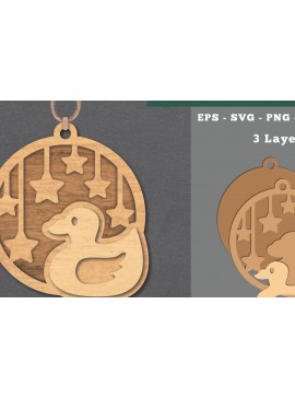 Σετ των 3 Intra απο ξύλο plywood 3mm-4mm πάχος - Στολίδι κοπής με λέιζερ πάπιας  Δίασταση 6x6 cm INTRAFABR-112069837