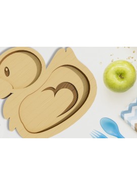 Σετ των 2 Intra απο ξύλο plywood 3mm-4mm πάχος - Πάπια . Παιδικό πιάτο κοπής με λέιζερ Δίασταση 30x20 cm INTRAFABR-79049383