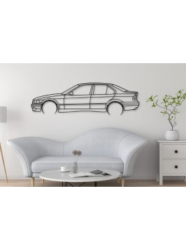 Σετ των 2 Intra απο ξύλο plywood 3mm-4mm πάχος - Σιλουέτα αυτοκινήτου E36 Sedan Cut Laser Δίασταση 20x20 cm INTRAFABR-112115936