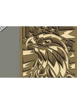 Σετ των 2 Intra απο ξύλο plywood 3mm-4mm πάχος - Eagle Multilayer / 3D Patriotic Eagle Δίασταση 30x20 cm INTRAFABR-64137052
