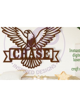 Intra απο ξύλο plywood 3mm-4mm πάχος - Eagle Name Sign   κοπής με λέιζερ Δίασταση 30x20 cm INTRAFABR-106217919