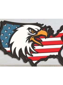 Σετ των 2 Intra απο ξύλο plywood 3mm-4mm πάχος - Eagle USA Χάρτης American Flag  Δίασταση 20x20 cm INTRAFABR-99397497