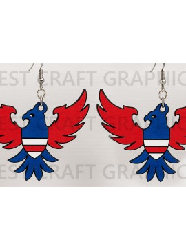 Σετ των 3 Intra απο ξύλο plywood 3mm-4mm πάχος - Eagle Wings Patriotic Earrings  Δίασταση 3x3 cm INTRAFABR-122655929