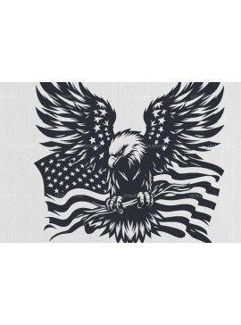 Intra απο ξύλο plywood 3mm-4mm πάχος - Μπλουζάκι αετός με αμερικανική σημαία  Δίασταση 40x50 cm INTRAFABR-97939916
