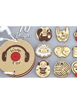 Σετ των 2 Intra απο ξύλο plywood 3mm-4mm πάχος - Πακέτο κοπής με λέιζερ Organiser Cord Ακουστικών Δίασταση 20x20 cm INTRAFABR-120134364