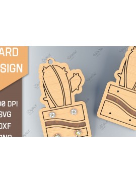 Σετ των 3 Intra απο ξύλο plywood 3mm-4mm πάχος - Κάρτα σκουλαρίκι Lasercut. 3D Cactus  Δίασταση 3x3 cm INTRAFABR-85700983