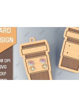 Σετ των 3 Intra απο ξύλο plywood 3mm-4mm πάχος - Κάρτα σκουλαρίκι Lasercut. 3D Latte  Δίασταση 3x3 cm INTRAFABR-85701302