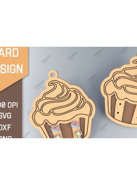 Σετ των 3 Intra απο ξύλο plywood 3mm-4mm πάχος - Κάρτα σκουλαρίκι .  Cupcake Δίασταση 3x3 cm INTRAFABR-85478632