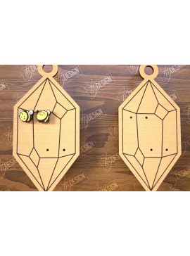 Σετ των 3 Intra απο ξύλο plywood 3mm-4mm πάχος - Εμφάνιση σκουλαρικιών | Οθόνη σε σχήμα κρυστάλλου Δίασταση 3x3 cm INTRAFABR-102524961