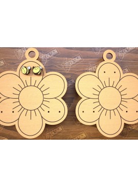 Σετ των 3 Intra απο ξύλο plywood 3mm-4mm πάχος - Εμφάνιση σκουλαρικιών | Οθόνη σε σχήμα λουλουδιού Δίασταση 3x3 cm INTRAFABR-102524943