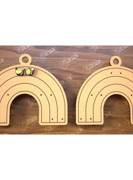 Σετ των 3 Intra απο ξύλο plywood 3mm-4mm πάχος - Εμφάνιση σκουλαρικιών | Οθόνη σε σχήμα ουράνιου τόξου Δίασταση 3x3 cm INTRAFABR-102524784