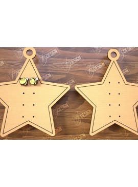 Σετ των 3 Intra απο ξύλο plywood 3mm-4mm πάχος - Εμφάνιση σκουλαρικιών | Οθόνη σε σχήμα αστεριού Δίασταση 3x3 cm INTRAFABR-102524908