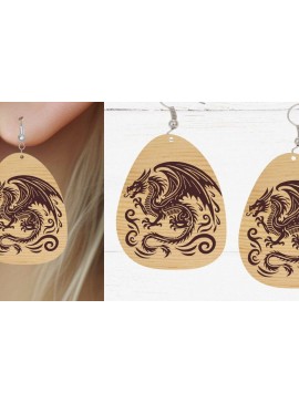 Σετ των 3 Intra απο ξύλο plywood 3mm-4mm πάχος - Σκουλαρίκι Laser Cut File, Dragon Earring G Δίασταση 3x3 cm INTRAFABR-122135401