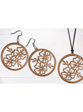 Σετ των 3 Intra απο ξύλο plywood 3mm-4mm πάχος - Σκουλαρίκι  κοπής με λέιζερ, Σκουλαρίκι λουλουδιών Δίασταση 3x3 cm INTRAFABR-70009560