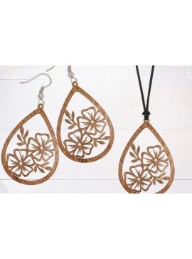 Σετ των 3 Intra απο ξύλο plywood 3mm-4mm πάχος - Σκουλαρίκι  κοπής με λέιζερ, Σκουλαρίκι λουλουδιών Δίασταση 3x3 cm INTRAFABR-70009759