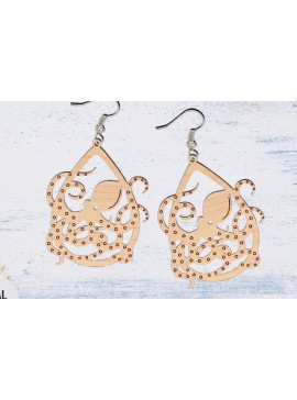 Σετ των 3 Intra απο ξύλο plywood 3mm-4mm πάχος - Σκουλαρίκι κομμένο  με λέιζερ, σκουλαρίκι χταπόδι Δίασταση 3x3 cm INTRAFABR-70546056