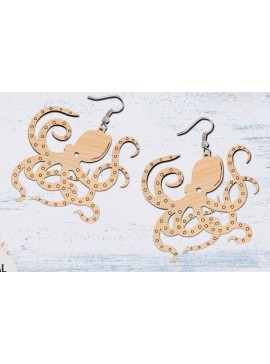 Σετ των 3 Intra απο ξύλο plywood 3mm-4mm πάχος - Σκουλαρίκι κομμένο  με λέιζερ, σκουλαρίκι χταπόδι Δίασταση 3x3 cm INTRAFABR-70545755