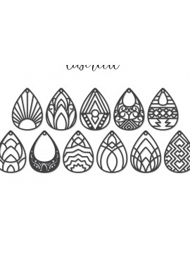 Σετ των 3 Intra απο ξύλο plywood 3mm-4mm πάχος - Σκουλαρίκι LaserCut -  Lasercut Δίασταση 3x3 cm INTRAFABR-117435585