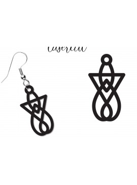 Σετ των 3 Intra απο ξύλο plywood 3mm-4mm πάχος - Σκουλαρίκι LaserCut -  Lasercut Δίασταση 3x3 cm INTRAFABR-117495394