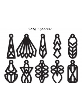 Σετ των 3 Intra απο ξύλο plywood 3mm-4mm πάχος - Σκουλαρίκι LaserCut -  Lasercut Δίασταση 3x3 cm INTRAFABR-117495541