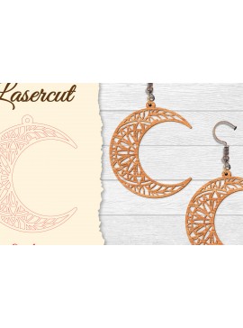 Σετ των 3 Intra απο ξύλο plywood 3mm-4mm πάχος - Σκουλαρίκι Moon Mandala Lasercut Δίασταση 3x3 cm INTRAFABR-121492723