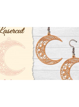 Σετ των 3 Intra απο ξύλο plywood 3mm-4mm πάχος - Σκουλαρίκι Moon Mandala Lasercut Δίασταση 3x3 cm INTRAFABR-121492732