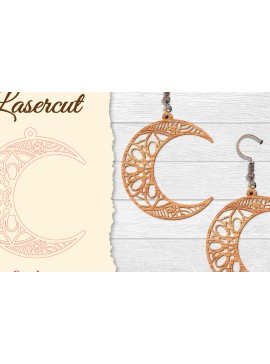 Σετ των 3 Intra απο ξύλο plywood 3mm-4mm πάχος - Σκουλαρίκι Moon Mandala Lasercut Δίασταση 3x3 cm INTRAFABR-121492742