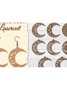 Σετ των 3 Intra απο ξύλο plywood 3mm-4mm πάχος - Σκουλαρίκια Moon Mandala Lasercut BNDLES Δίασταση 3x3 cm INTRAFABR-121492748