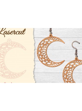 Σετ των 3 Intra απο ξύλο plywood 3mm-4mm πάχος - Σκουλαρίκι Moon Mandala Lasercut Δίασταση 3x3 cm INTRAFABR-121492718