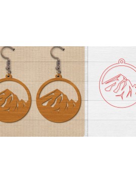 Σετ των 3 Intra απο ξύλο plywood 3mm-4mm πάχος - Σκουλαρίκι Mountain Lasercut Δίασταση 3x3 cm INTRAFABR-114653637