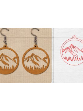 Σετ των 3 Intra απο ξύλο plywood 3mm-4mm πάχος - Σκουλαρίκι Mountain Lasercut Δίασταση 3x3 cm INTRAFABR-114653649