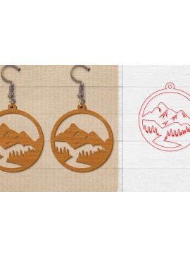 Σετ των 3 Intra απο ξύλο plywood 3mm-4mm πάχος - Σκουλαρίκι Mountain Lasercut Δίασταση 3x3 cm INTRAFABR-114653608