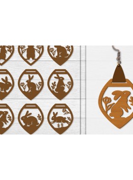 Σετ των 3 Intra απο ξύλο plywood 3mm-4mm πάχος - Σκουλαρίκι Rabbit Lasercut | Καλό Πάσχα Δίασταση 3x3 cm INTRAFABR-116735635
