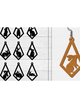 Σετ των 3 Intra απο ξύλο plywood 3mm-4mm πάχος - Σκουλαρίκι Rabbit Lasercut | Καλό Πάσχα Δίασταση 3x3 cm INTRAFABR-116735637
