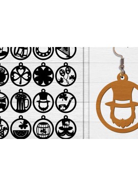 Σετ των 3 Intra απο ξύλο plywood 3mm-4mm πάχος - Σκουλαρίκια St Patrick's Day Lasercut BUNDLE Δίασταση 3x3 cm INTRAFABR-117784207