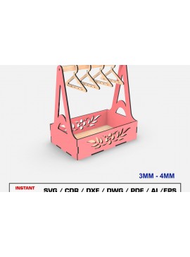 Σετ των 3 Intra απο ξύλο plywood 3mm-4mm πάχος - Λίμα Laser Stand σκουλαρικιών, Κρεμάστρα κοσμημάτων Δίασταση 3x3 cm INTRAFABR-112505690