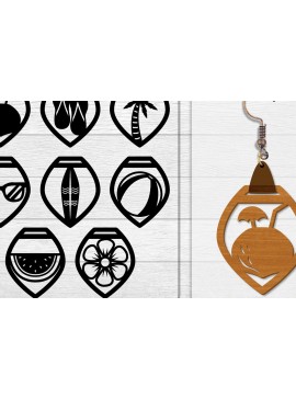 Σετ των 3 Intra απο ξύλο plywood 3mm-4mm πάχος - Σκουλαρίκι Summer Lasercut BUNDLE 8 DESIGNS Δίασταση 3x3 cm INTRAFABR-118160145