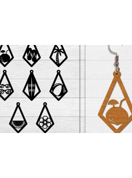 Σετ των 3 Intra απο ξύλο plywood 3mm-4mm πάχος - Σκουλαρίκι Summer Lasercut BUNDLE 8 DESIGNS Δίασταση 3x3 cm INTRAFABR-118160153