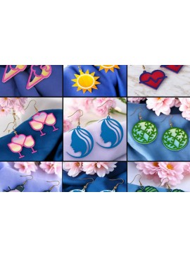 Σετ των 3 Intra απο ξύλο plywood 3mm-4mm πάχος - Σκουλαρίκι  Πακέτο 184 Δίασταση 3x3 cm INTRAFABR-118355285