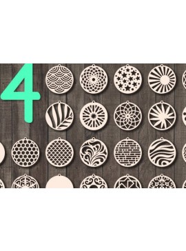 Σετ των 3 Intra απο ξύλο plywood 3mm-4mm πάχος - Σκουλαρίκια Πακέτο , 24 Σκουλαρίκια Mandala Δίασταση 3x3 cm INTRAFABR-35021539