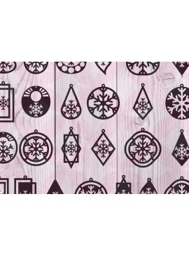 Σετ των 3 Intra απο ξύλο plywood 3mm-4mm πάχος - Σκουλαρίκια Χριστουγεννιάτικη Σειρά 1 Δίασταση 3x3 cm INTRAFABR-14082061