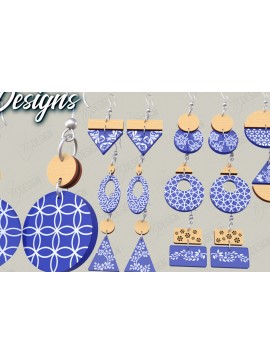 Σετ των 3 Intra απο ξύλο plywood 3mm-4mm πάχος - Πακέτο σχεδίασης σκουλαρίκια | Ακρυλικό λέιζερ Δίασταση 3x3 cm INTRAFABR-116899325