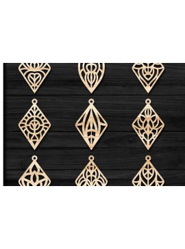 Σετ των 3 Intra απο ξύλο plywood 3mm-4mm πάχος - Σκουλαρίκια Jewelry Laser Cut  Bundle 57 Δίασταση 3x3 cm INTRAFABR-78345466