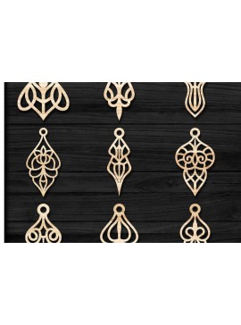 Σετ των 3 Intra απο ξύλο plywood 3mm-4mm πάχος - Σκουλαρίκια Jewelry Laser Cut  Bundle 67 Δίασταση 3x3 cm INTRAFABR-78559777